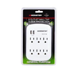 Monster Just Power It Up L 6 Outlets Surge Protector White 1200 J