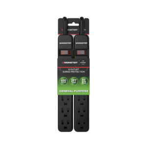 Monster Just Power It Up 2 Ft. L 6 Outlets Surge Protector Black 400 J