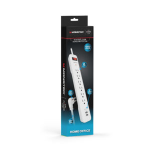 Monster Just Power It Up 3 Ft. L 6 Outlets Surge Protector White 1080 J
