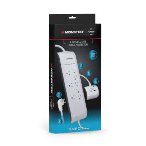 Monster Just Power It Up 4 Ft. L 8 Outlets Surge Protector White 1080 J