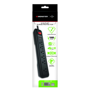 Monster Just Power It Up 4 Ft. L 6 Outlets Surge Protector Black 1080 J