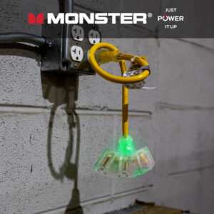 Monster Just Power It Up Outdoor 2 Ft. L Yellow Extension Cord 12/3 Sjtw