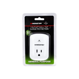 Monster Just Power It Up L 1 Outlets Surge Protector White 1200 J