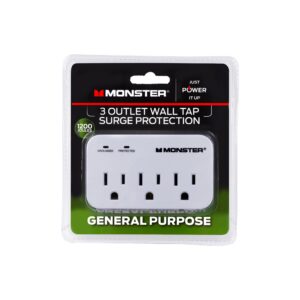 Monster Just Power It Up L 3 Outlets Surge Protector White 1200 J