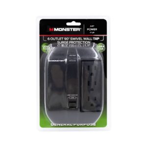 Monster Just Power It Up L 6 Outlets Wall Tap Surge Protector White 1200 J