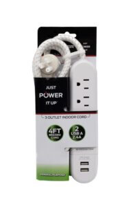 Monster 4 Ft. L 3 Outlets Power Strip With Usb Ports White