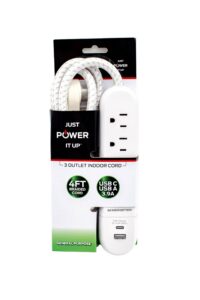 Monster 4 Ft. L 3 Outlets Power Strip With Usb Ports White