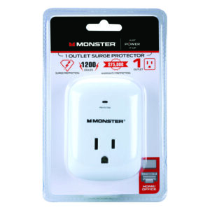 Monster Just Power It Up L 1 Outlets Surge Protector White 1200 J