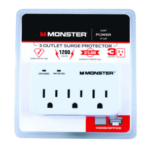 Monster Just Power It Up L 3 Outlets Surge Protector White 1200 J