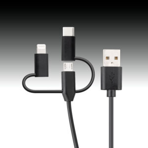 3 In 1 Combo Lightning, Usb C And Micro Usb Charge And Sync Cable